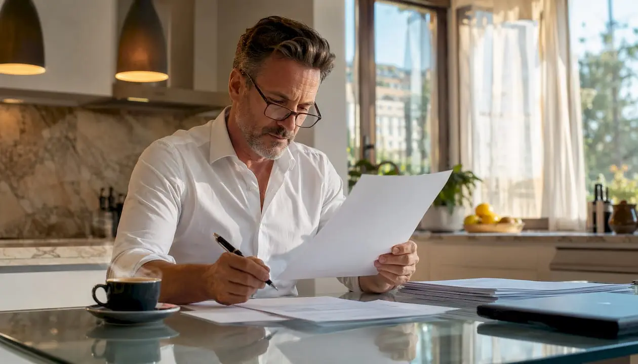 U.S. investor reviewing Italy visa papers
