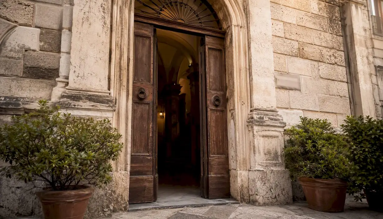Entrance to municipal building for archives