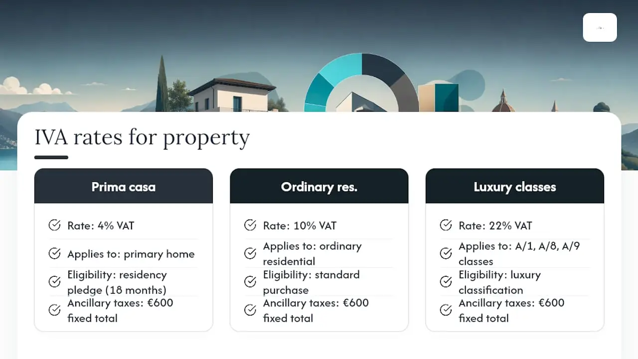 Comparison diagram of Italian property VAT rates